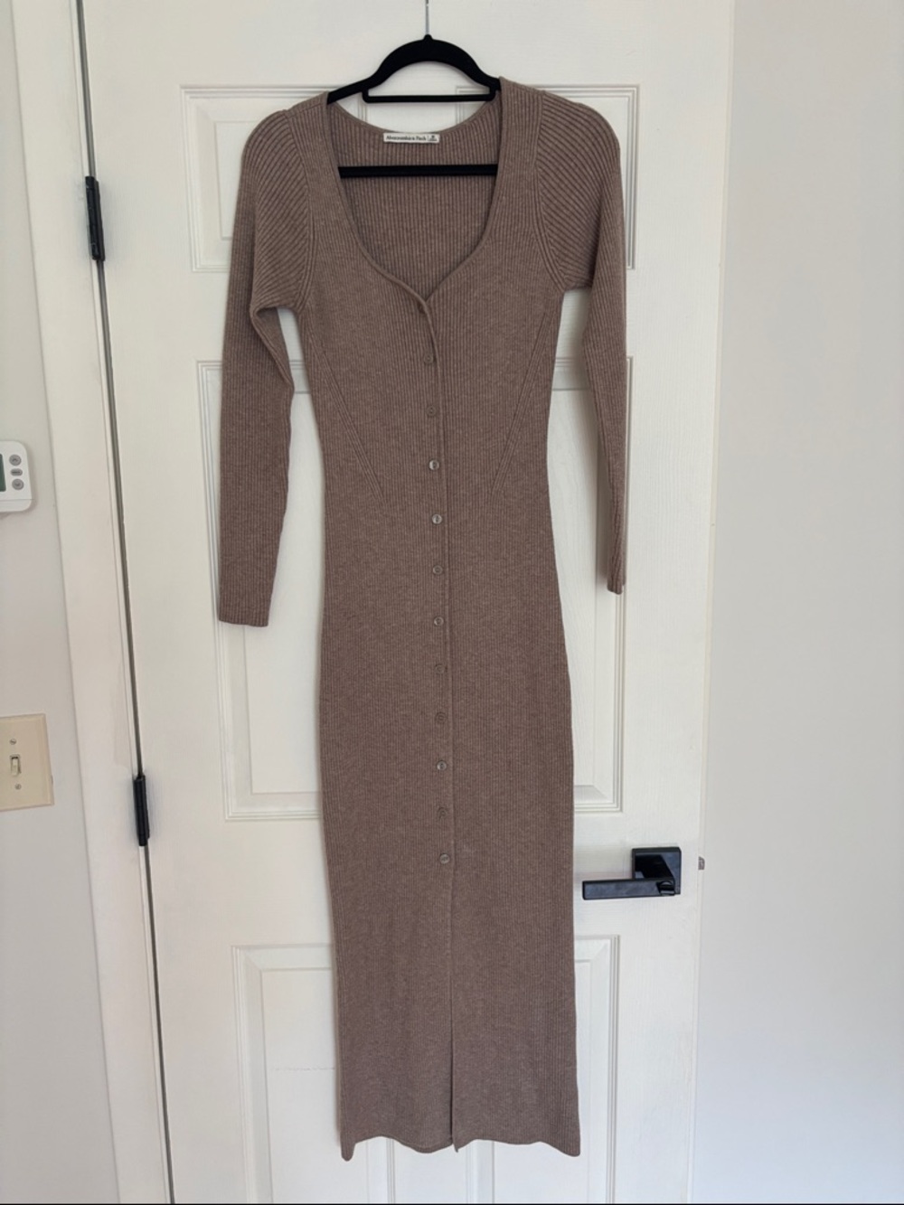 Long sleeve button through sweater dress